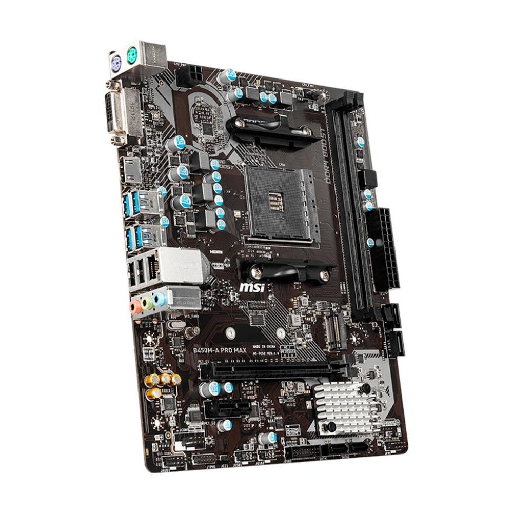 Placa-Mãe MSI B450M-A Pro Max, AMD AM4, Micro-ATX, DDR4, Preto - B450M -A PRO MAX Placa-Mãe MSI B450M-A Pro Max, AMD AM4, Micro-ATX, DDR4, Preto - B450M -A PRO MAX