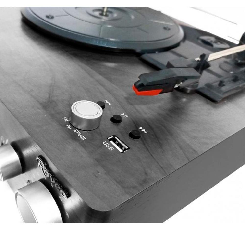 Toca Discos Raveo Vitrola Studio Ebony, Bluetooth, USB, Preto - 90-08957 - view 5