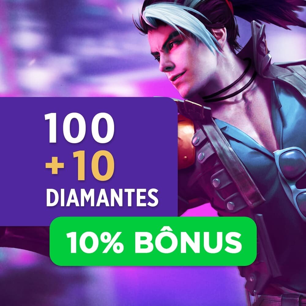 Free Fire - 100 Diamantes + 10% de Bônus