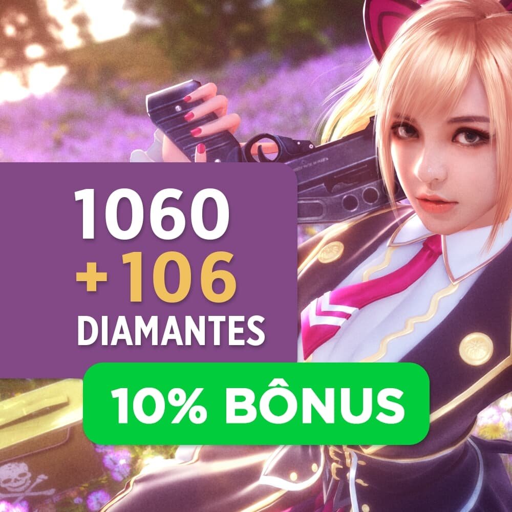 Free Fire - 1.060 Diamantes + 10% de Bônus