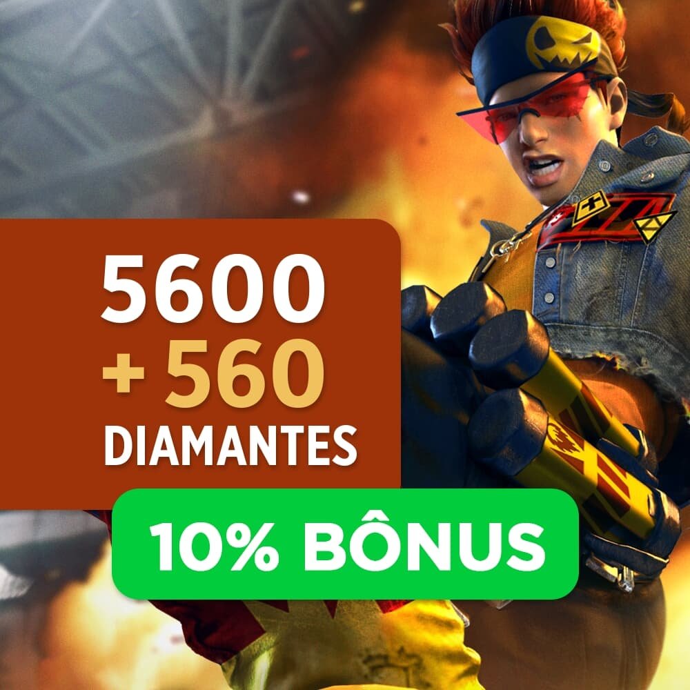 Créditos Free Fire - 5.600 Diamantes + 10% de Bônus