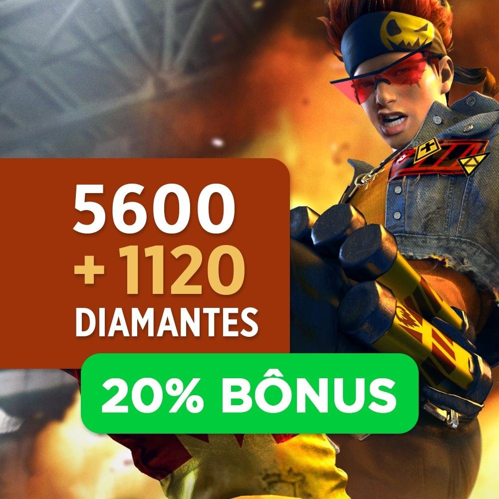 Free Fire - 5.600 Diamantes + 20% de Bônus