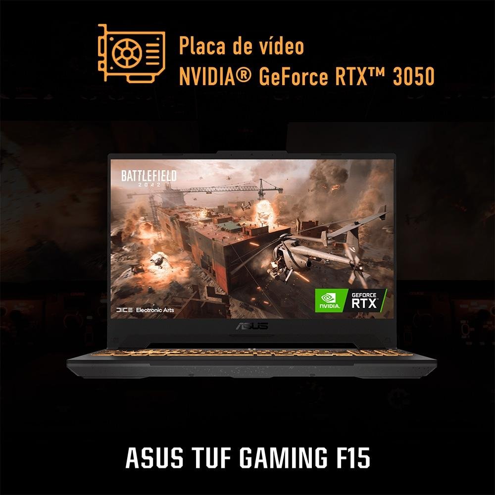 Notebook Gamer ASUS TUF Gaming F15, Intel Core i7-12700H, 16GB RAM 2x8GB, RTX 3050, SSD 512GB, 15.6" FHD, 144Hz, Win 11 - FX507ZC4-HN113W Notebook Gamer ASUS TUF Gaming F15, Intel Core i7-12700H, 16GB RAM 2x8GB, RTX 3050, SSD 512GB, 15.6" FHD, 144Hz, Win 11 - FX507ZC4-HN113W