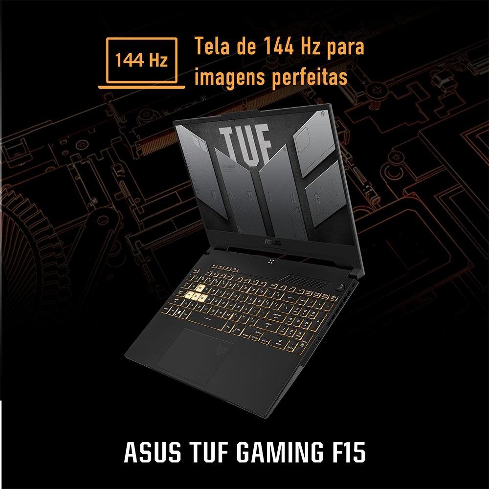 Notebook Gamer ASUS TUF Gaming F15, Intel Core i7-12700H, 16GB RAM 2x8GB, RTX 3050, SSD 512GB, 15.6" FHD, 144Hz, Win 11 - FX507ZC4-HN113W Notebook Gamer ASUS TUF Gaming F15, Intel Core i7-12700H, 16GB RAM 2x8GB, RTX 3050, SSD 512GB, 15.6" FHD, 144Hz, Win 11 - FX507ZC4-HN113W