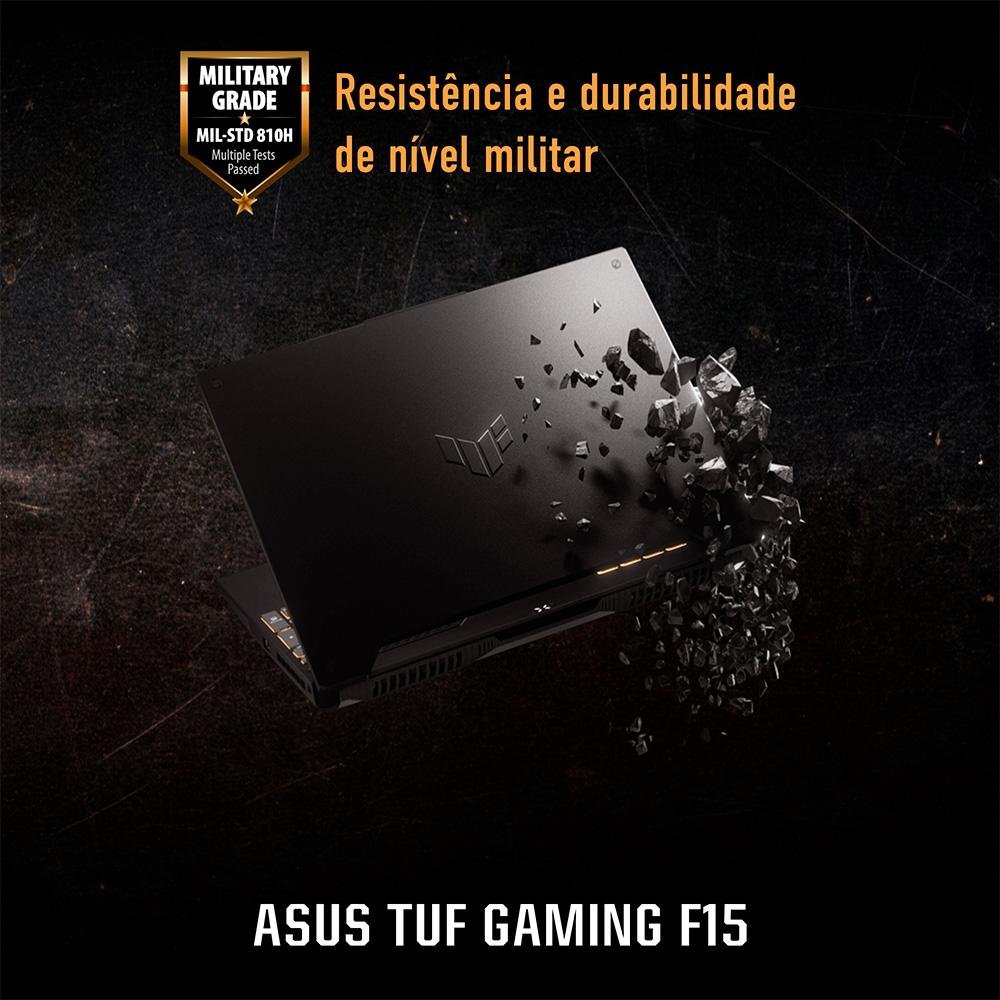 Notebook Gamer ASUS TUF Gaming F15, Intel Core i7-12700H, 16GB RAM 2x8GB, RTX 3050, SSD 512GB, 15.6" FHD, 144Hz, Win 11 - FX507ZC4-HN113W Notebook Gamer ASUS TUF Gaming F15, Intel Core i7-12700H, 16GB RAM 2x8GB, RTX 3050, SSD 512GB, 15.6" FHD, 144Hz, Win 11 - FX507ZC4-HN113W