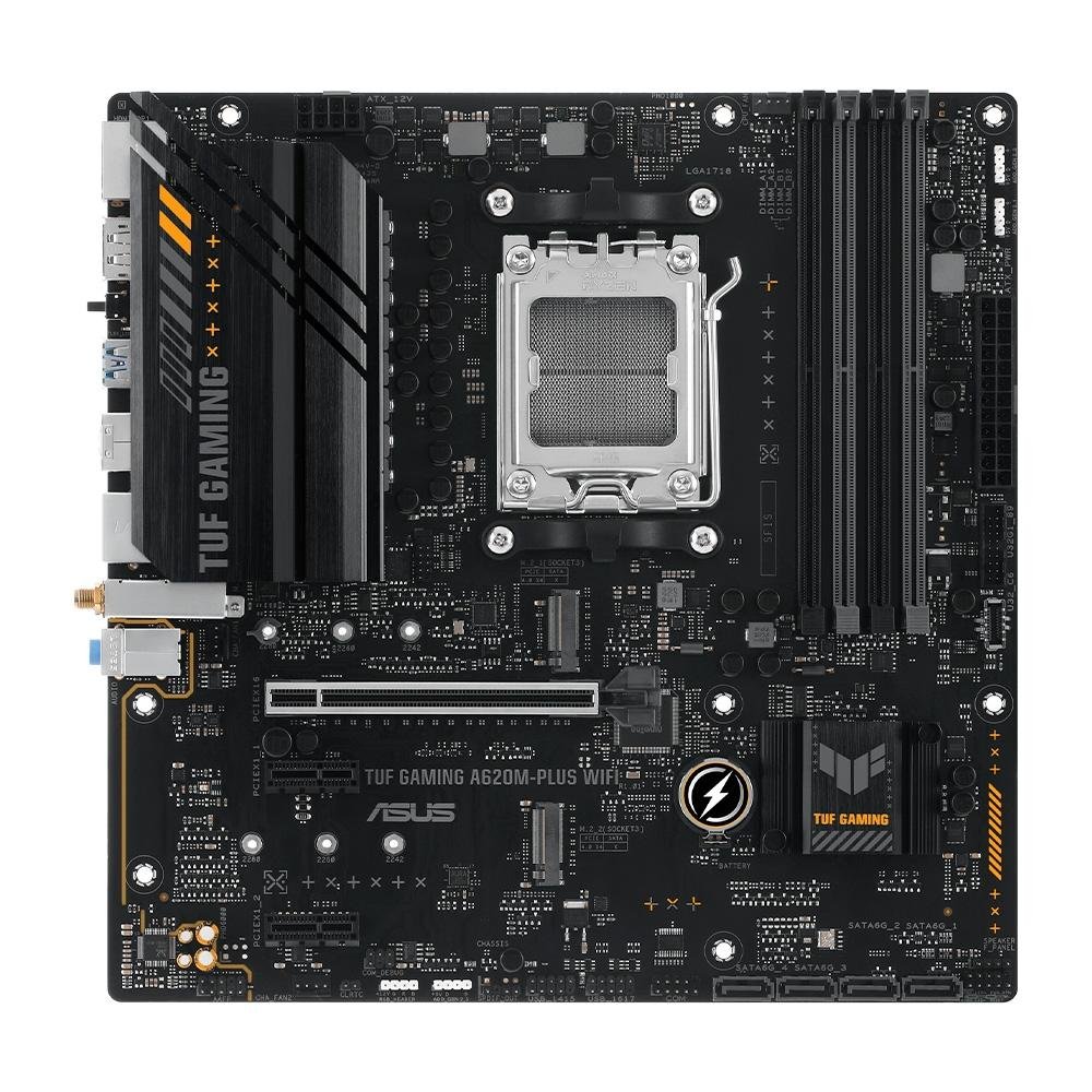Imagem 2 de 9 do produto Placa-Mãe ASUS TUF GAMING A620M-PLUS WIFI, AMD AM5, mATX, DDR5, Wi-Fi, Bluetooth, Preto - 90MB1F00-M0EAY0