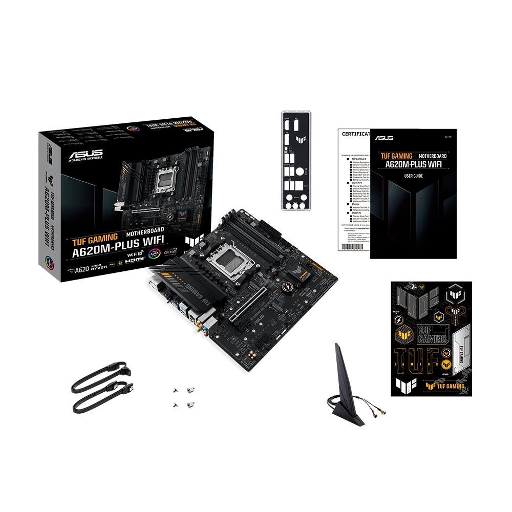 Imagem 7 de 9 do produto Placa-Mãe ASUS TUF GAMING A620M-PLUS WIFI, AMD AM5, mATX, DDR5, Wi-Fi, Bluetooth, Preto - 90MB1F00-M0EAY0