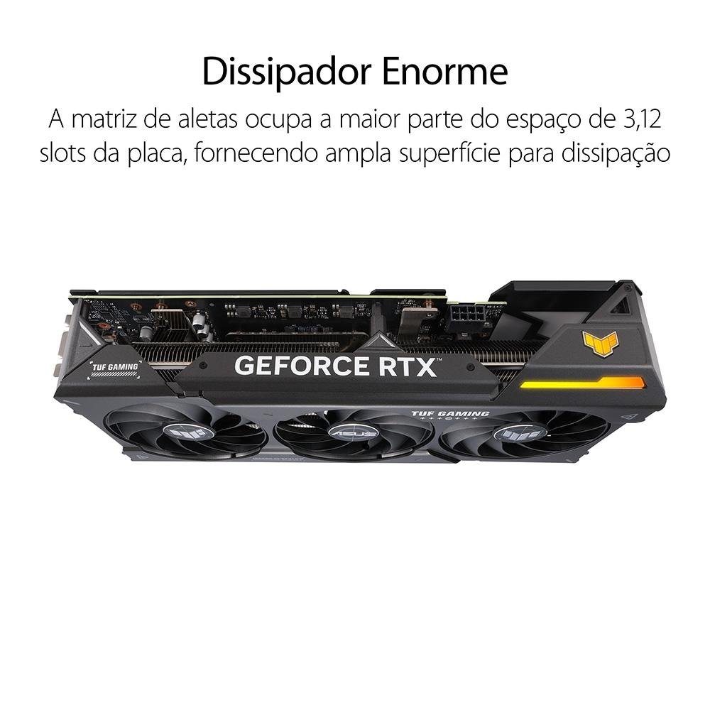 Imagem 4 de 23 do produto Placa de Vídeo RTX 4060 Ti OC Edition Asus TUF Gaming NVIDIA GeForce, 8GB, GDDR6, ARGB, DLSS - TUF-RTX4060TI-O8G-GAMING