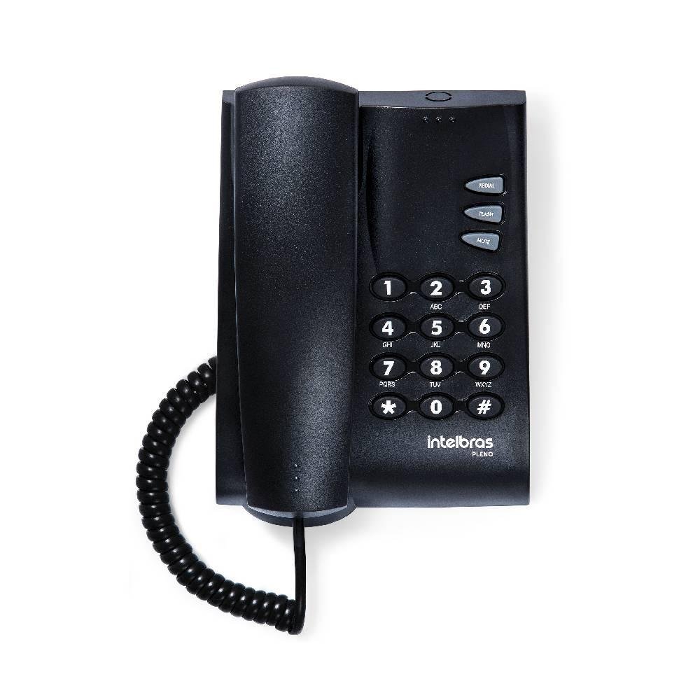 Telefone Fixo Com Fio Intelbras Pleno, Chave de Bloqueio, Preto - 4080015