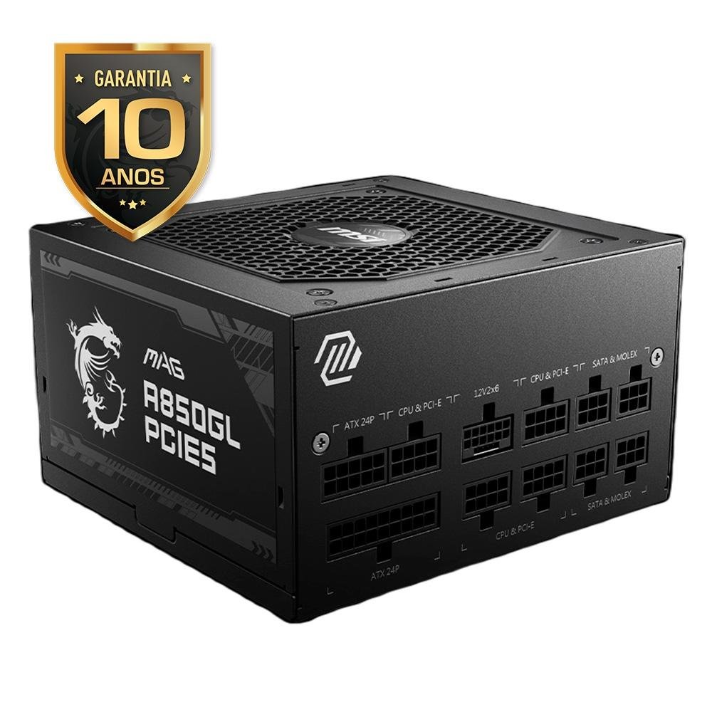 Fonte MSI MAG A850GL, 850W, 80 Plus Gold, Modular, PFC Ativo, Com Cabo, Preto - view 2