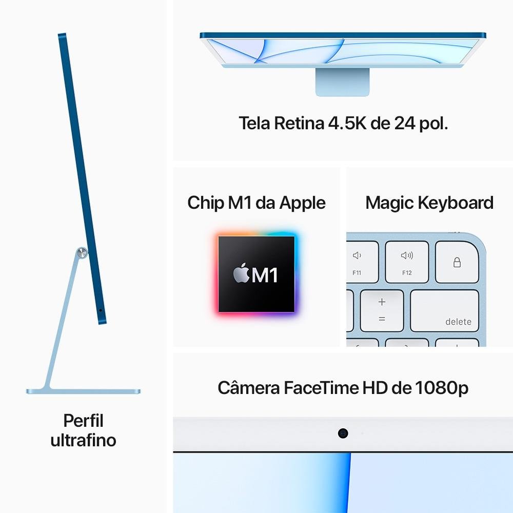 iMac Apple, Tela Retina 24" 4.5K, M1, CPU 8 Núcleos, GPU 7 Núcleos, SSD 256GB, Rosa - MJVA3BZ/A iMac Apple, Tela Retina 24" 4.5K, M1, CPU 8 Núcleos, GPU 7 Núcleos, SSD 256GB, Rosa - MJVA3BZ/A