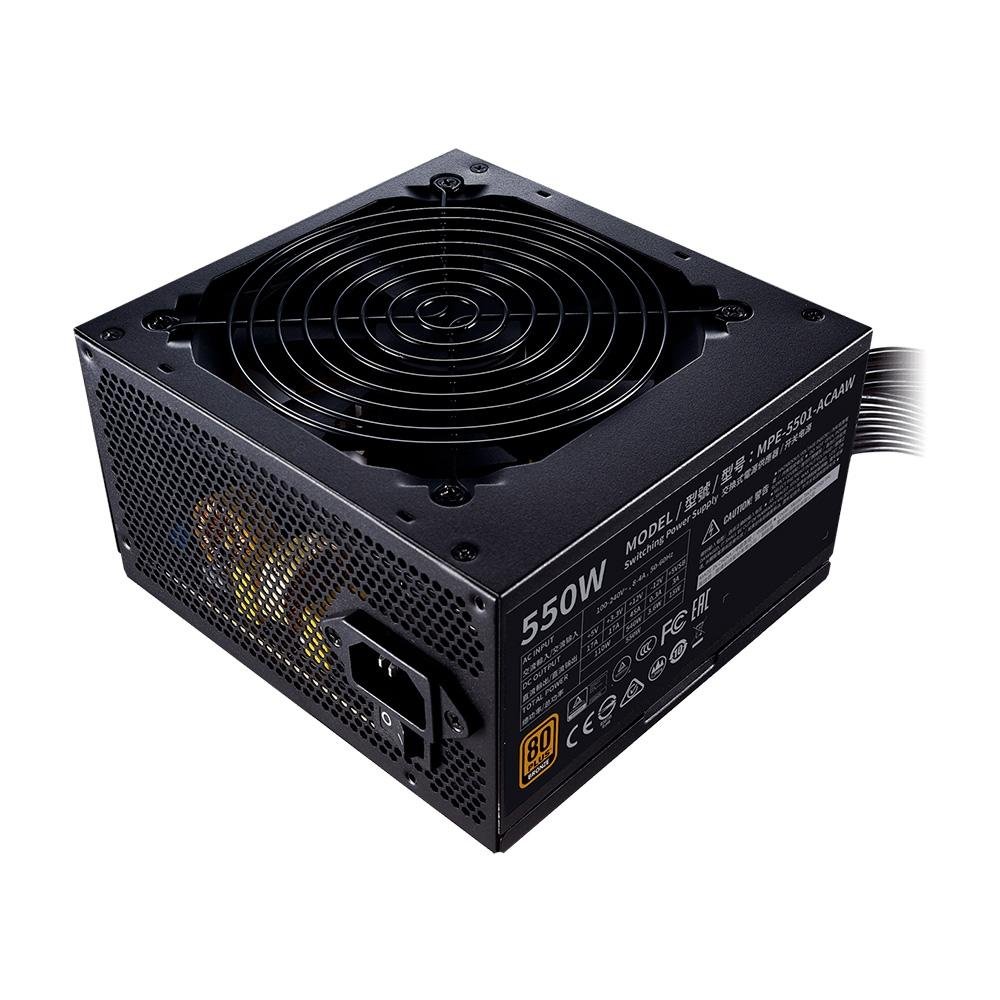 Fonte Cooler Master MWE Bronze V2 Full Range, 550W, 80 Plus Bronze, PFC Ativo, Com Cabo, Preto - MPE-5501-ACAAW-BBR Fonte Cooler Master MWE Bronze V2 Full Range, 550W, 80 Plus Bronze, PFC Ativo, Com Cabo, Preto - MPE-5501-ACAAW-BBR