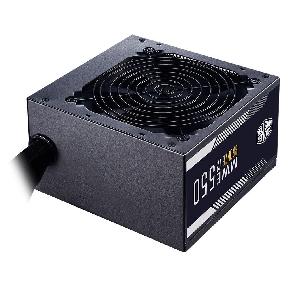 Fonte Cooler Master MWE Bronze V2 Full Range, 550W, 80 Plus Bronze, PFC Ativo, Com Cabo, Preto - MPE-5501-ACAAW-BBR Fonte Cooler Master MWE Bronze V2 Full Range, 550W, 80 Plus Bronze, PFC Ativo, Com Cabo, Preto - MPE-5501-ACAAW-BBR