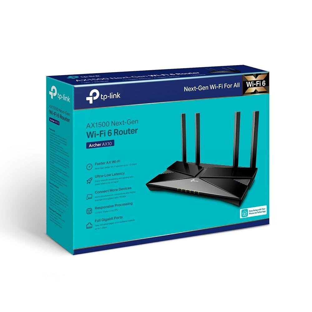 Roteador TP-Link Archer AX10 - TPN0223 + Cabo de Rede CAT.6, 2.5M, Azul - PC-ETH6U25BL Roteador TP-Link Archer AX10 - TPN0223 + Cabo de Rede CAT.6, 2.5M, Azul - PC-ETH6U25BL