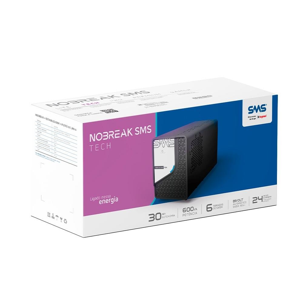 Nobreak SMS Tech, 600VA, 6 Tomadas de Saída, 115V - 0029300 - view 4