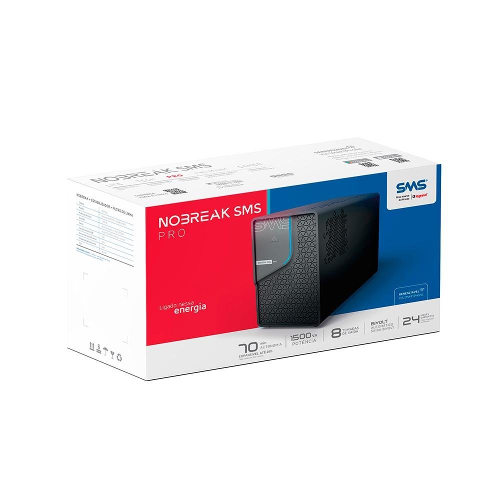 Imagem 4 de 4 do produto Nobreak SMS Pro, 1500VA, 8 Tomadas de Saída, WiFi, Bivolt - 0029402