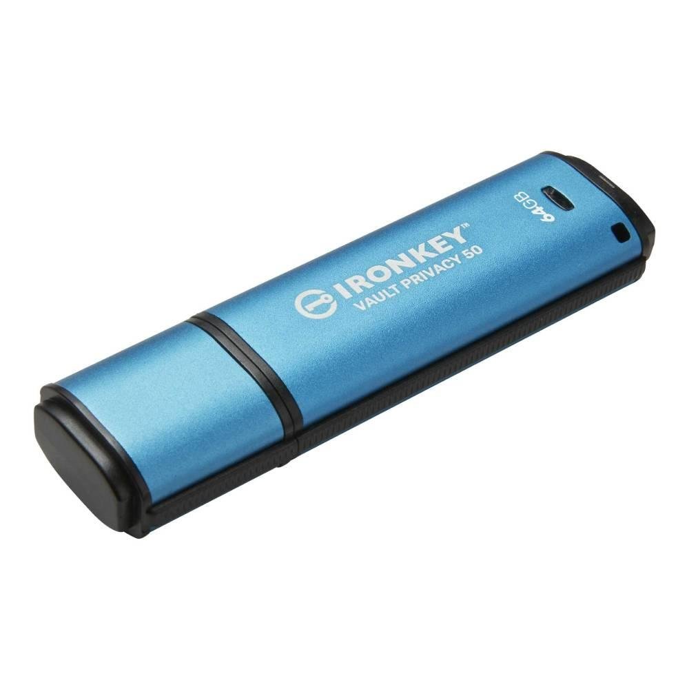 Pen Drive 64GB Kingston IronKey Vault Privacy 50C, USB-C 3.2 Gen 1, com Criptografia, Azul - IKVP50C/64GB - view 2