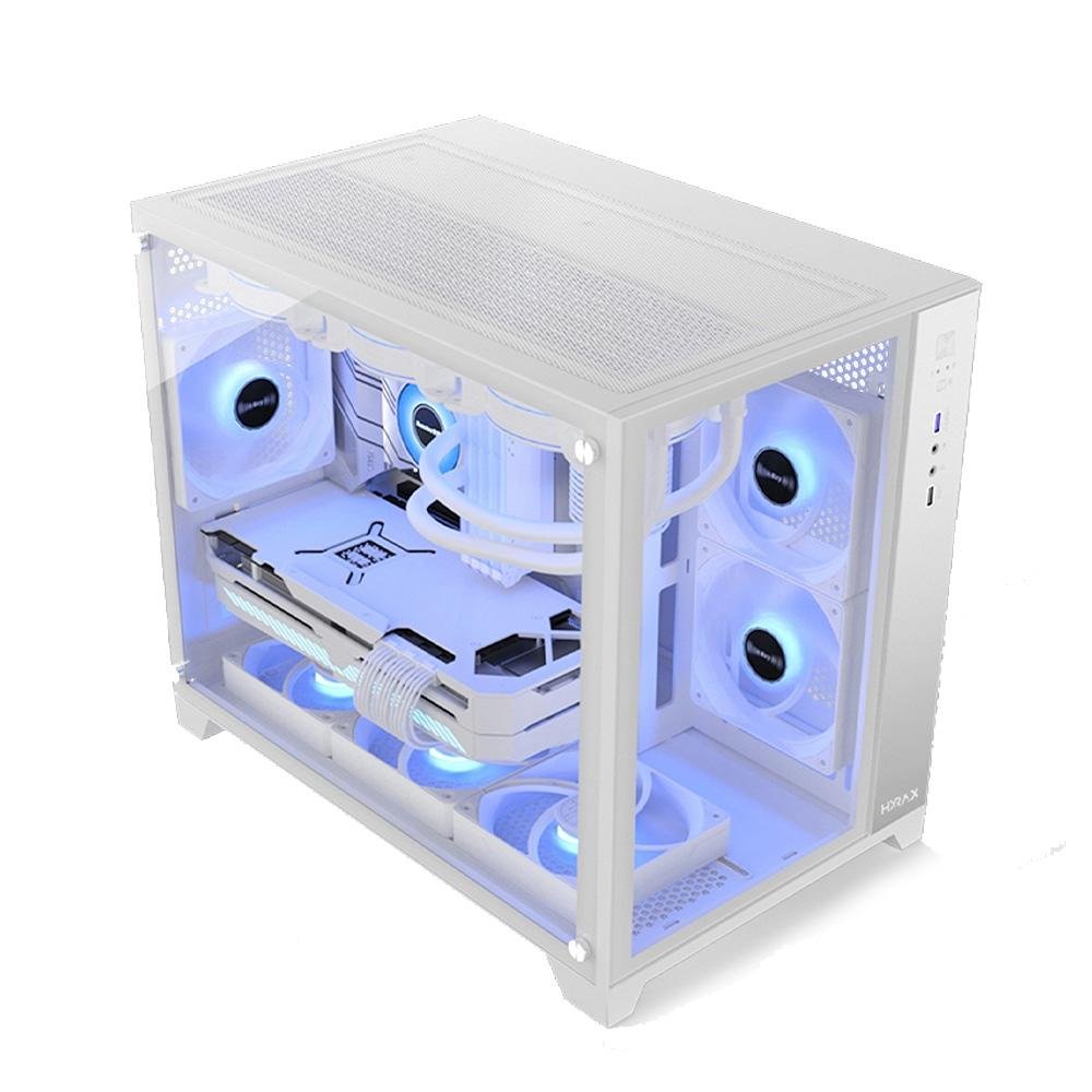 Gabinete Gamer Hyrax HGB710, Mini Tower, M-ATX, Frontal e Lateral Em Vidro Temperado, Sem FANs, Branco - HGB710W - view 2