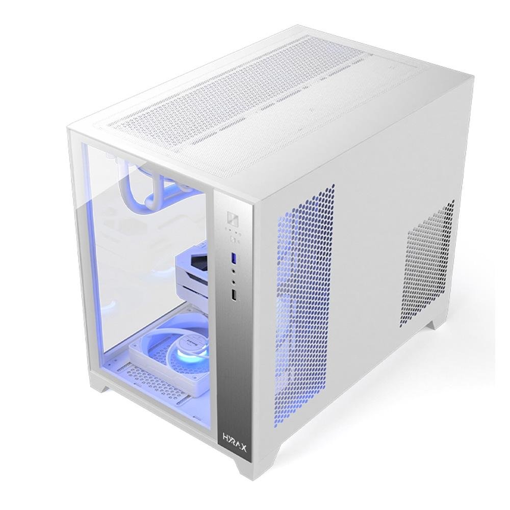 Gabinete Gamer Hyrax HGB710, Mini Tower, M-ATX, Frontal e Lateral Em Vidro Temperado, Sem FANs, Branco - HGB710W - view 4