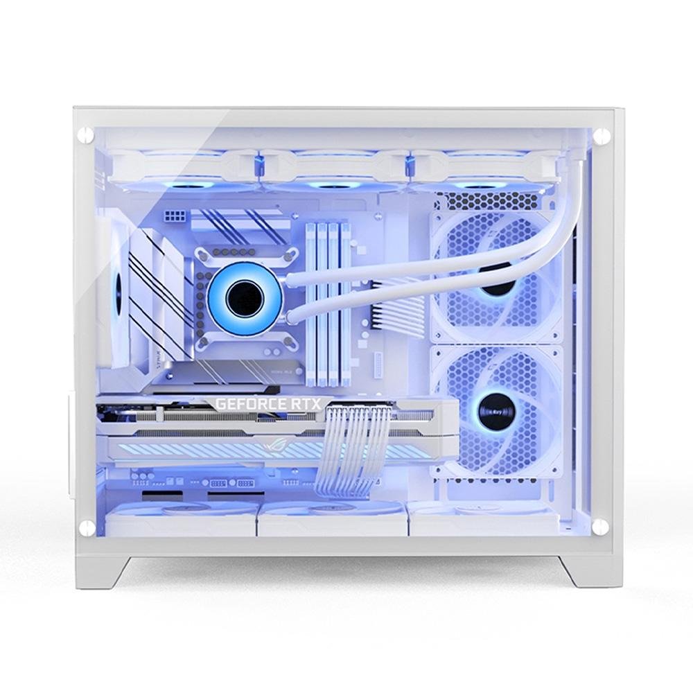 Gabinete Gamer Hyrax HGB710, Mini Tower, M-ATX, Frontal e Lateral Em Vidro Temperado, Sem FANs, Branco - HGB710W - view 3