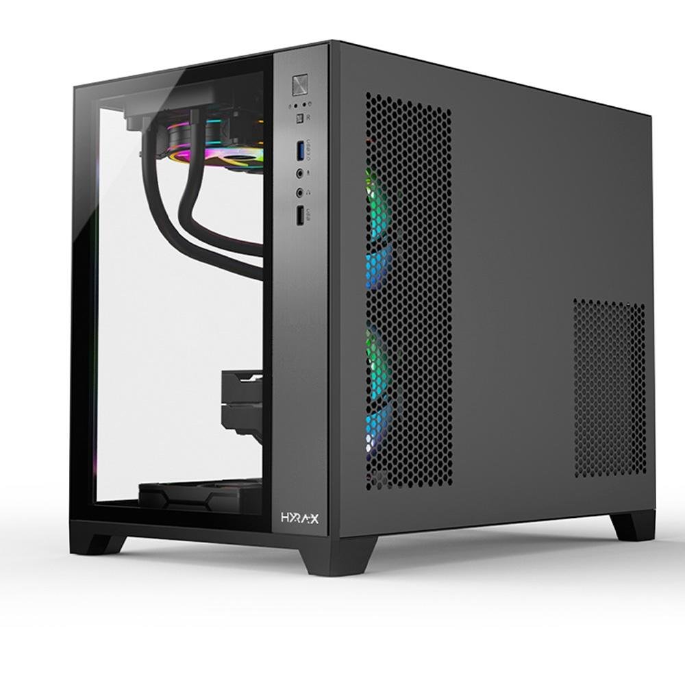 Imagem 7 de 9 do produto Gabinete Gamer Hyrax HGB710, Mini Tower, M-ATX, Frontal e Lateral Em Vidro Temperado, Sem FANs, Preto - HGB710B