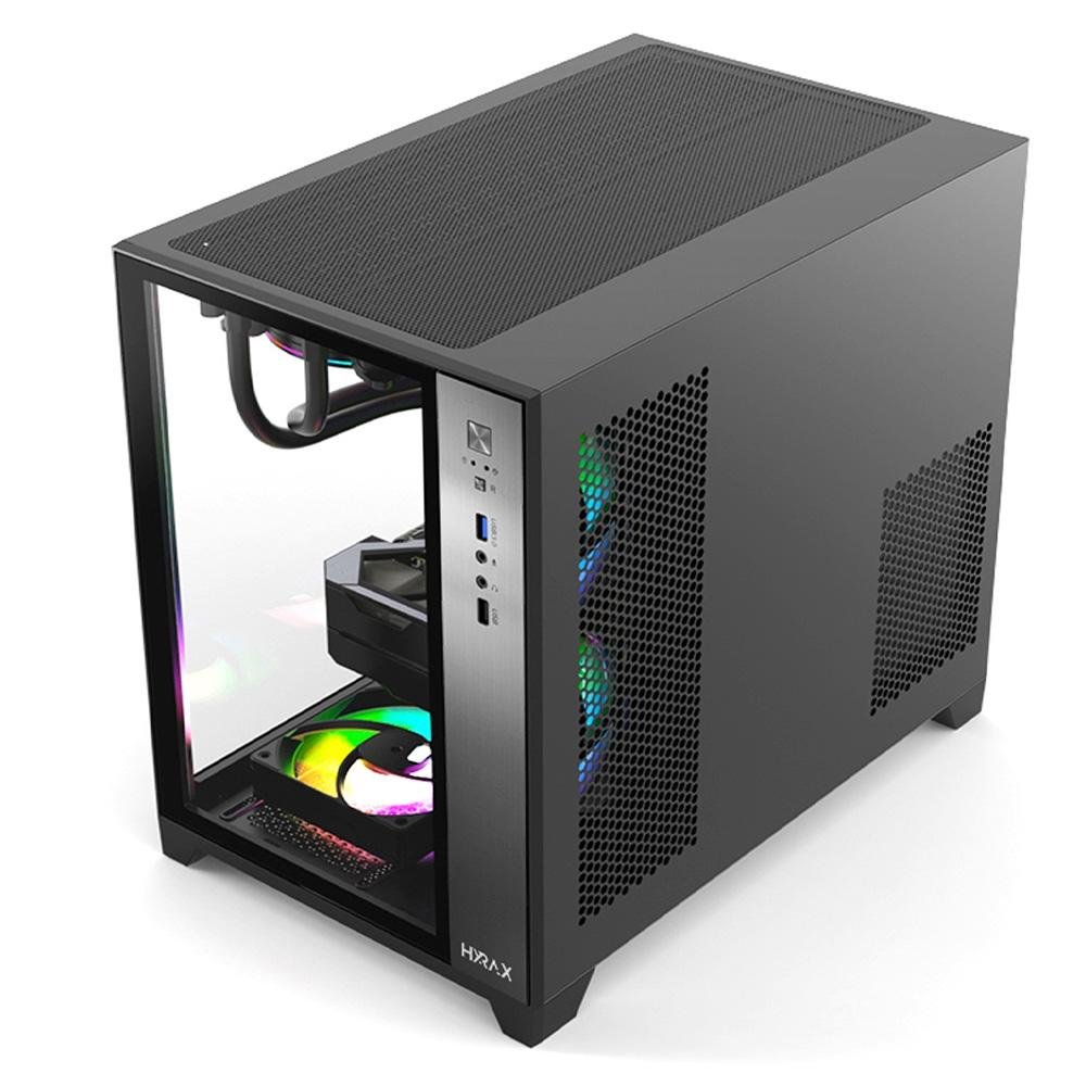 Imagem 8 de 9 do produto Gabinete Gamer Hyrax HGB710, Mini Tower, M-ATX, Frontal e Lateral Em Vidro Temperado, Sem FANs, Preto - HGB710B