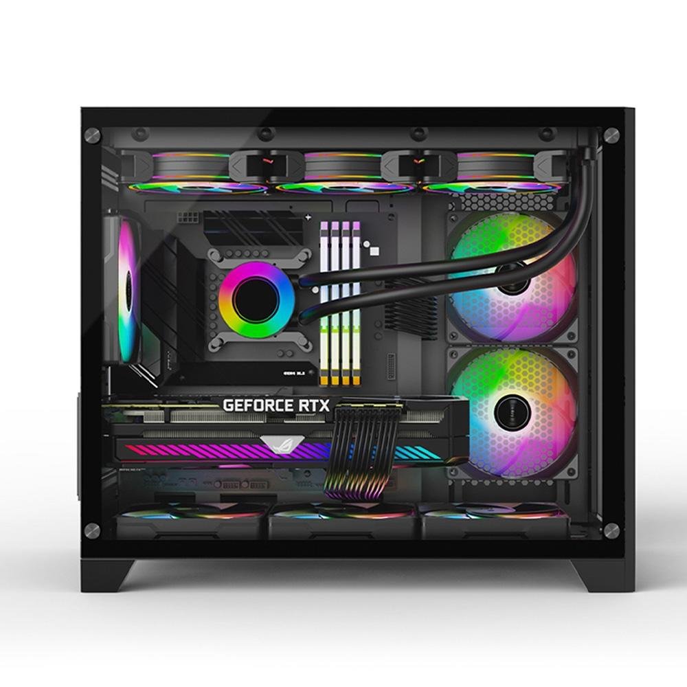 Imagem 5 de 9 do produto Gabinete Gamer Hyrax HGB710, Mini Tower, M-ATX, Frontal e Lateral Em Vidro Temperado, Sem FANs, Preto - HGB710B