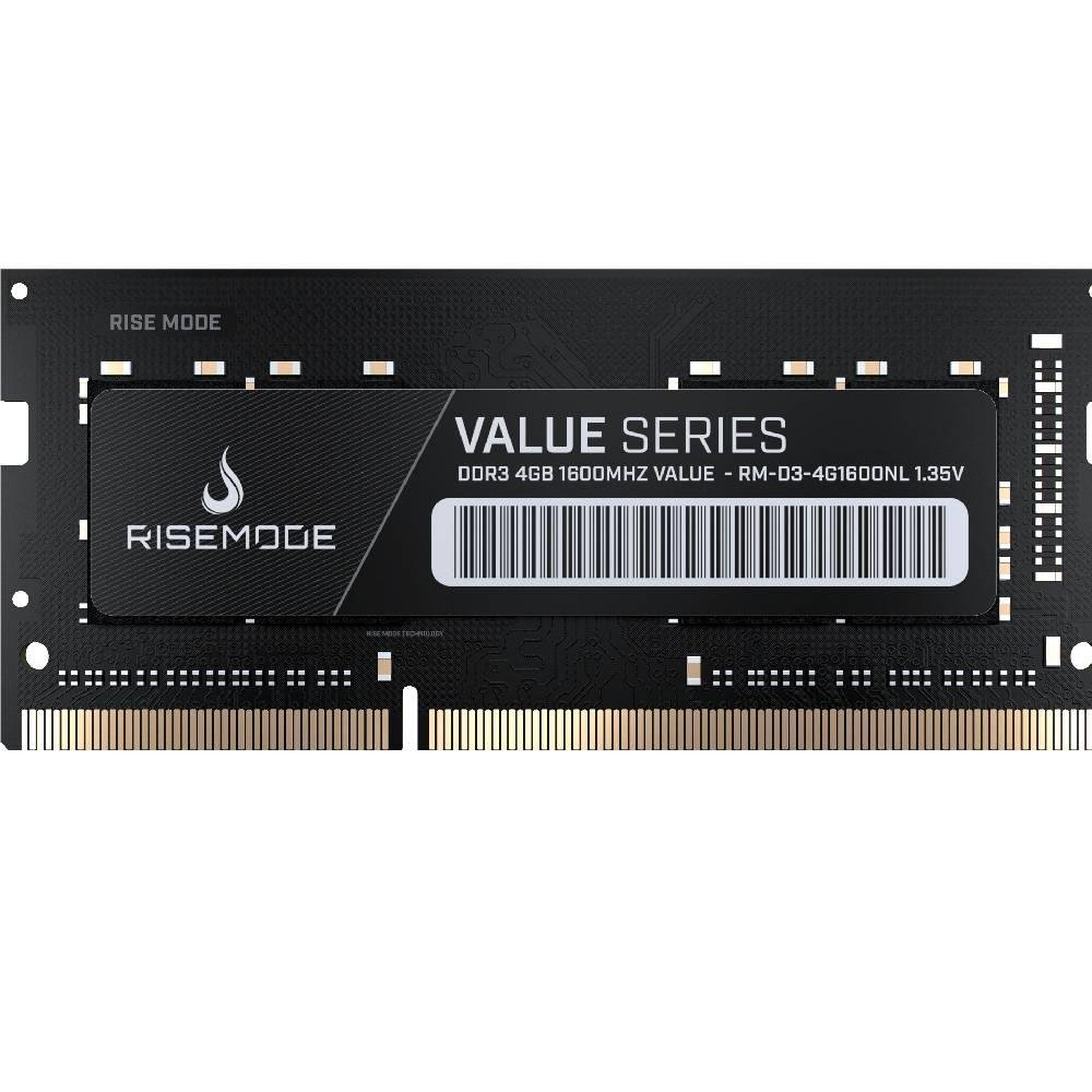 Memória RAM para Notebook Rise Mode Value Series, 4GB, 1600MHz, DDR3, CL11 - RM-D3-4G1600NL Memória RAM para Notebook Rise Mode Value Series, 4GB, 1600MHz, DDR3, CL11 - RM-D3-4G1600NL