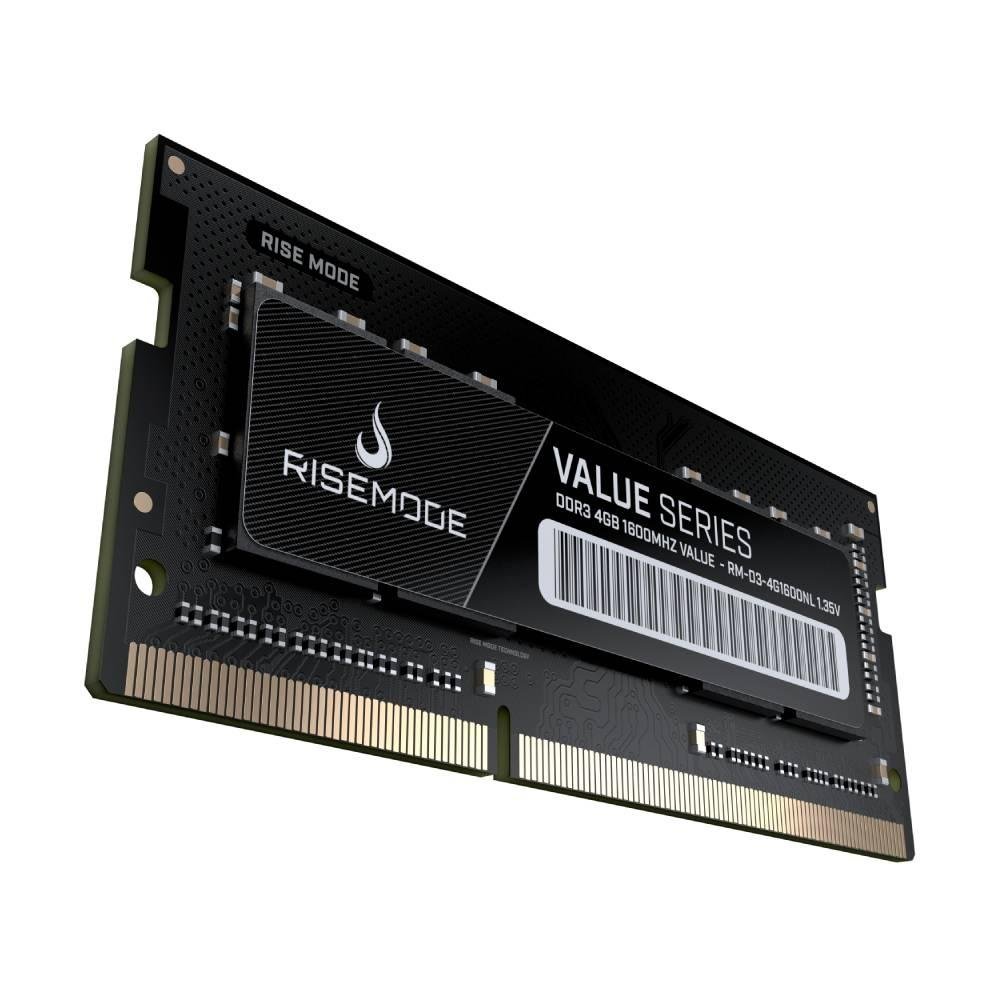 Memória RAM para Notebook Rise Mode Value Series, 4GB, 1600MHz, DDR3, CL11 - RM-D3-4G1600NL Memória RAM para Notebook Rise Mode Value Series, 4GB, 1600MHz, DDR3, CL11 - RM-D3-4G1600NL