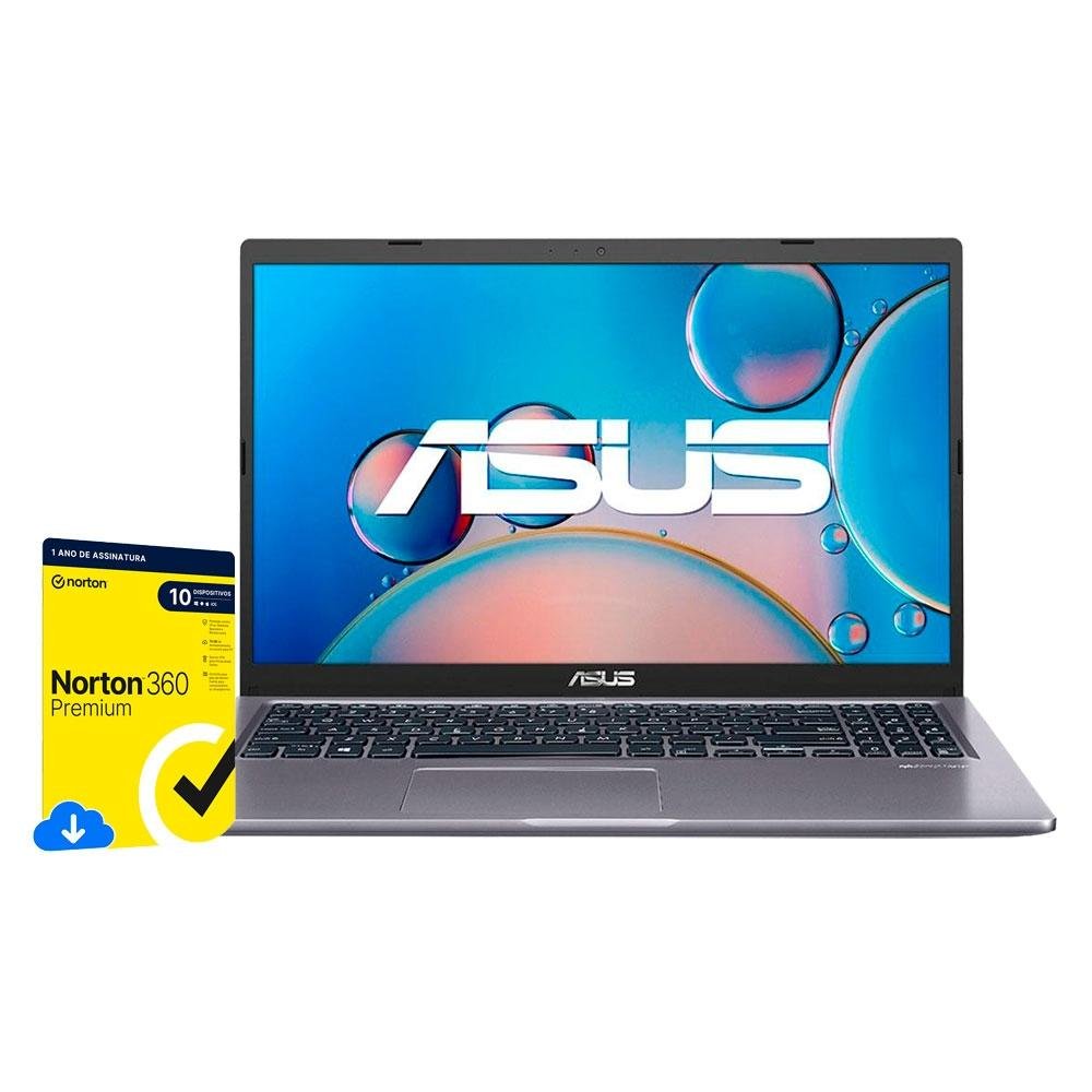 Notebook Asus Ryzen 5-3500U, 8GB RAM, SSD 256GB, 15,6', Radeon Vega 8, Windows 11 Home - M515DA-BR1213W + Norton 360 Premium, 10 disp 1 ano ESD