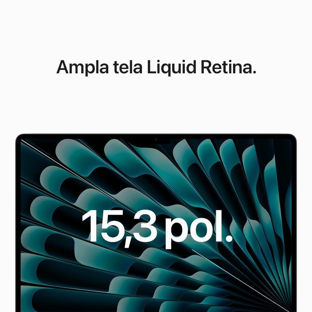 MacBook Air Apple 15", M2, CPU 8 Núcleos, GPU 10 Núcleos, 8GB RAM, SSD 256GB, Prateado - MQKR3BZ/A MacBook Air Apple 15", M2, CPU 8 Núcleos, GPU 10 Núcleos, 8GB RAM, SSD 256GB, Prateado - MQKR3BZ/A