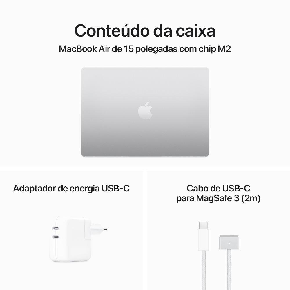 Imagem 12 de 12 do produto MacBook Air Apple 15", M2, CPU 8 Núcleos, GPU 10 Núcleos, 8GB RAM, SSD 256GB, Prateado - MQKR3BZ/A