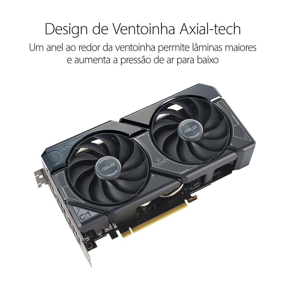 Placa de Vídeo RTX 4060 OC Edition Dual ASUS NVIDIA GeForce, 8GB, GDDR6, DLSS, Ray Tracing - DUAL-RTX4060-O8G