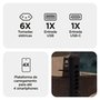 Extensão Elétrica Octoo Totem Easy Plug, 6 Tomadas, 1 USB, 1 USB-C, Suporte para Smartphone, Preto, Bivolt - 9757