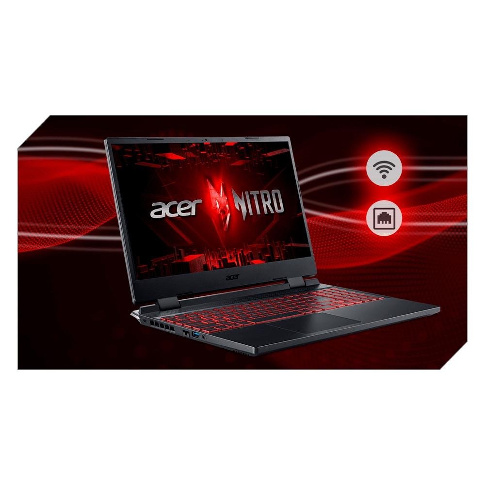 Imagem 9 de 9 do produto Notebook Gamer Acer Nitro 5 AMD Ryzen 5 7535HS, 8GB, NVIDIA RTX 3050, SSD 512GB, 15.6" FHD, Linux Gutta, Preto - AN515-47-R5SU