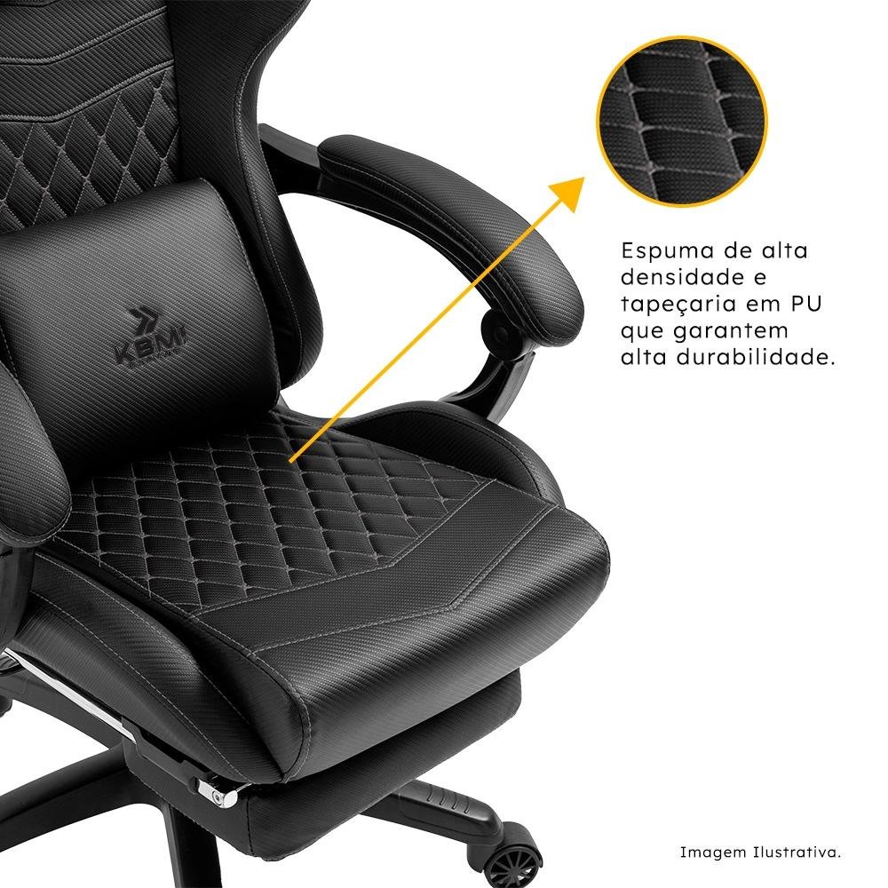 Cadeira Gamer KBM! GAMING Tempest CG600, Preta, Com Almofadas, Descanso Para Pernas Retrátil, Reclinável - KGCG600PT