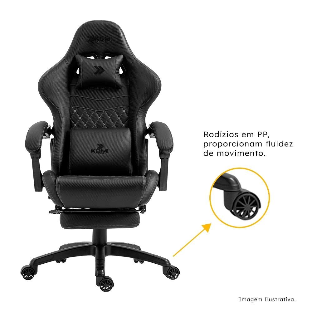 Cadeira Gamer KBM! GAMING Tempest CG600, Preta, Com Almofadas, Descanso Para Pernas Retrátil, Reclinável - KGCG600PT