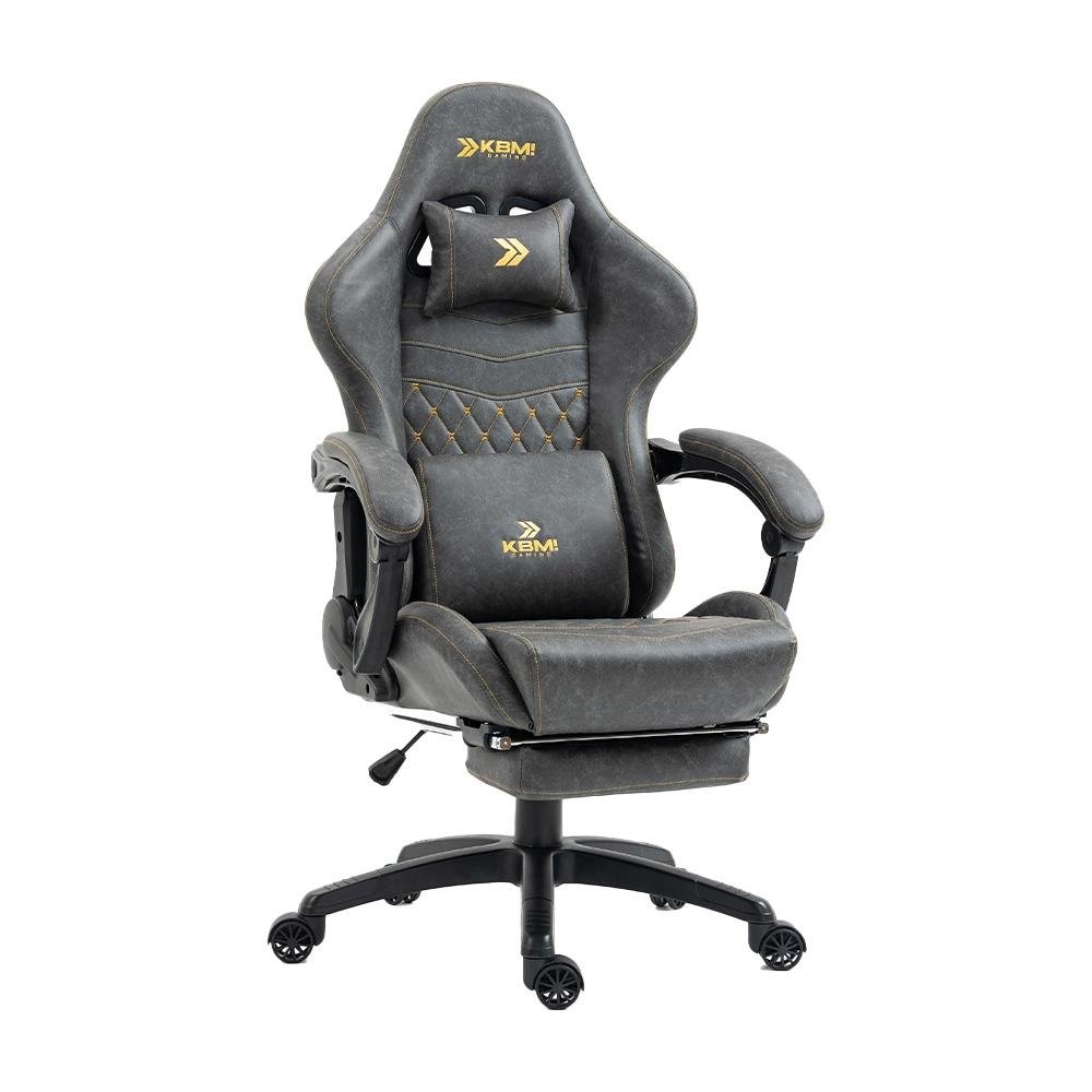 Imagem 9 de 12 do produto Cadeira Gamer KBM! GAMING Tempest CG600, Cinza Claro, Com Almofadas, Descanso Para Pernas Retrátil, Reclinável - KGCG600CZ