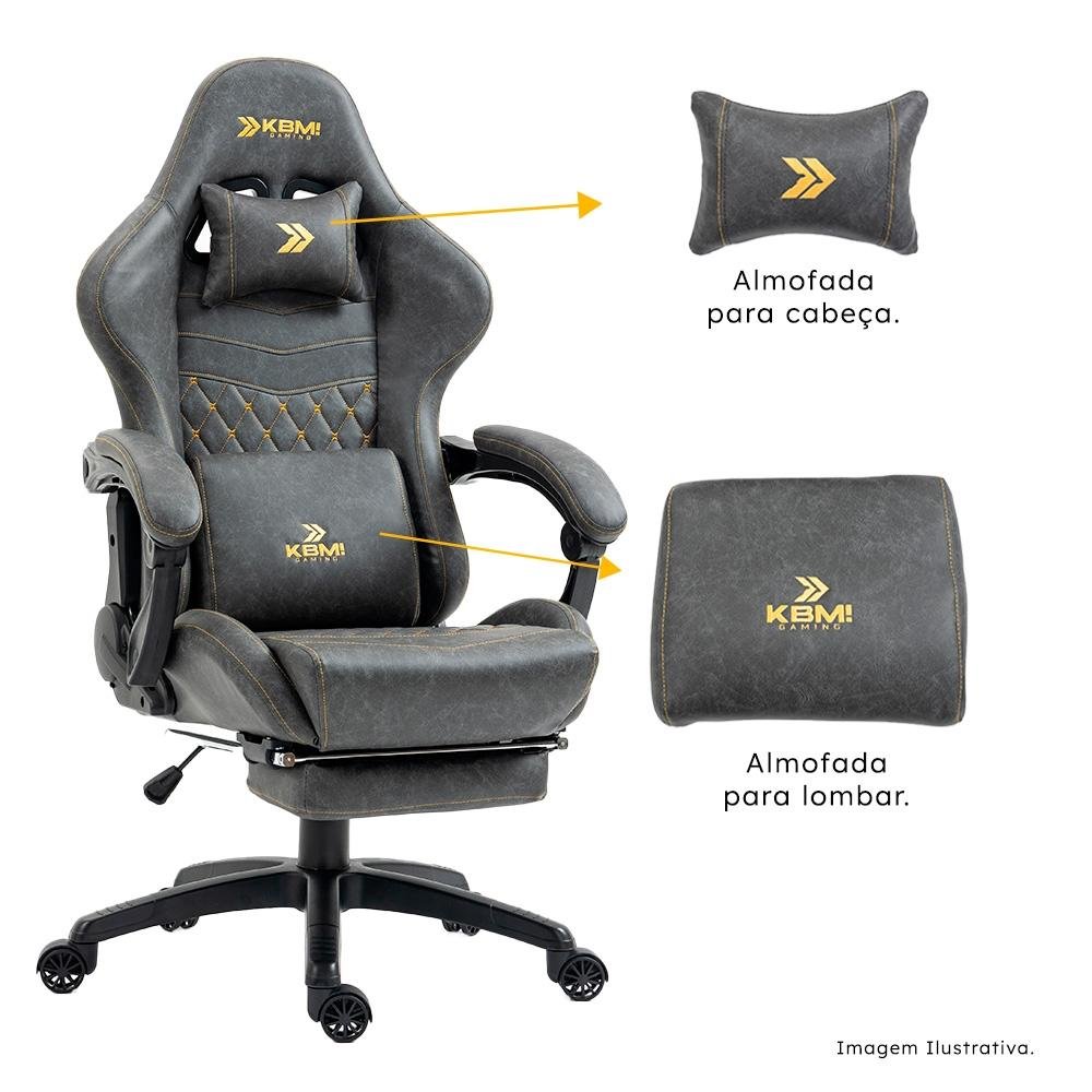 Cadeira Gamer KBM! GAMING Tempest CG600, Cinza Claro, Com Almofadas, Descanso Para Pernas Retrátil, Reclinável - KGCG600CZ Cadeira Gamer KBM! GAMING Tempest CG600, Cinza Claro, Com Almofadas, Descanso Para Pernas Retrátil, Reclinável - KGCG600CZ