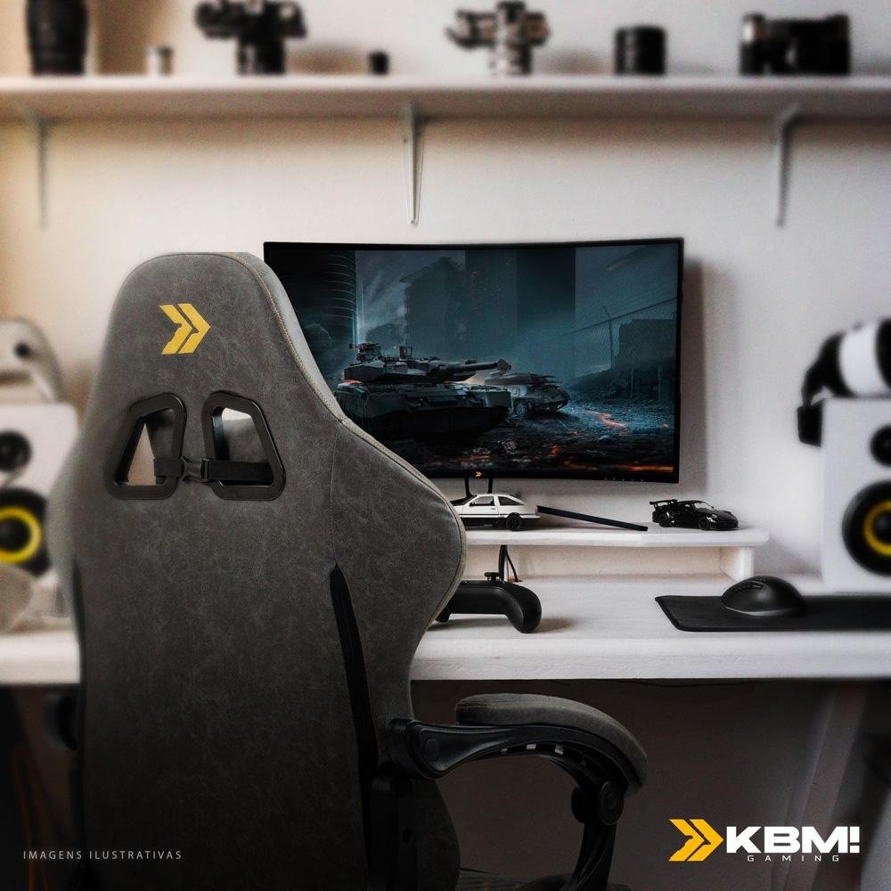 Imagem 8 de 12 do produto Cadeira Gamer KBM! GAMING Tempest CG600, Cinza Claro, Com Almofadas, Descanso Para Pernas Retrátil, Reclinável - KGCG600CZ