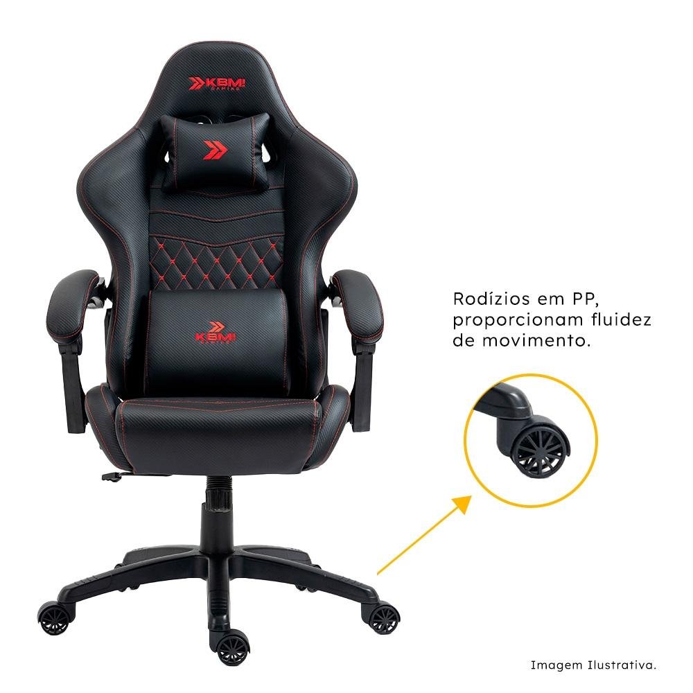 Imagem 7 de 16 do produto Cadeira Gamer KBM! GAMING Tempest CG600, Preta e Vermelho, Com Almofadas, Descanso Para Pernas Retrátil, Reclinável - KGCG600PTVM