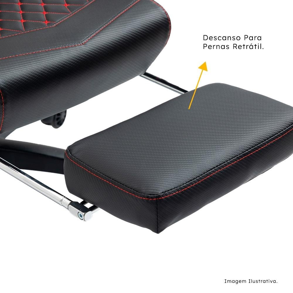 Imagem 5 de 16 do produto Cadeira Gamer KBM! GAMING Tempest CG600, Preta e Vermelho, Com Almofadas, Descanso Para Pernas Retrátil, Reclinável - KGCG600PTVM