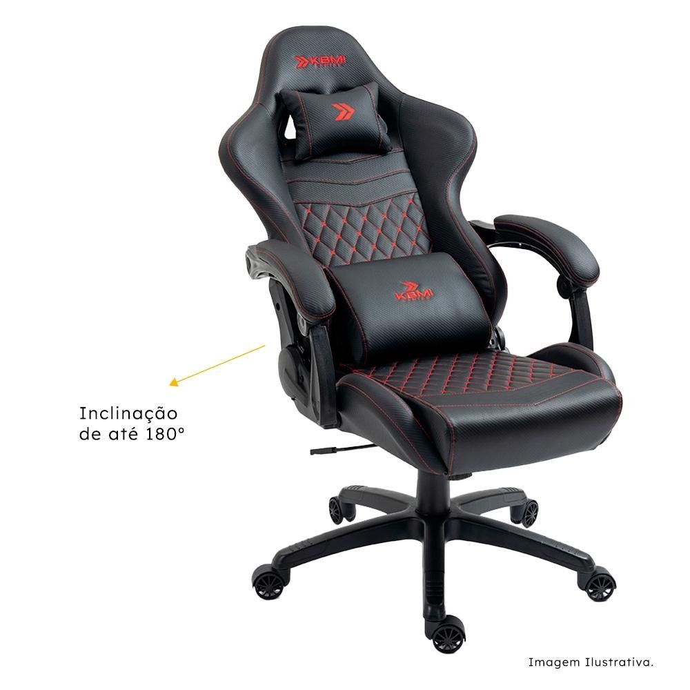 Imagem 8 de 16 do produto Cadeira Gamer KBM! GAMING Tempest CG600, Preta e Vermelho, Com Almofadas, Descanso Para Pernas Retrátil, Reclinável - KGCG600PTVM