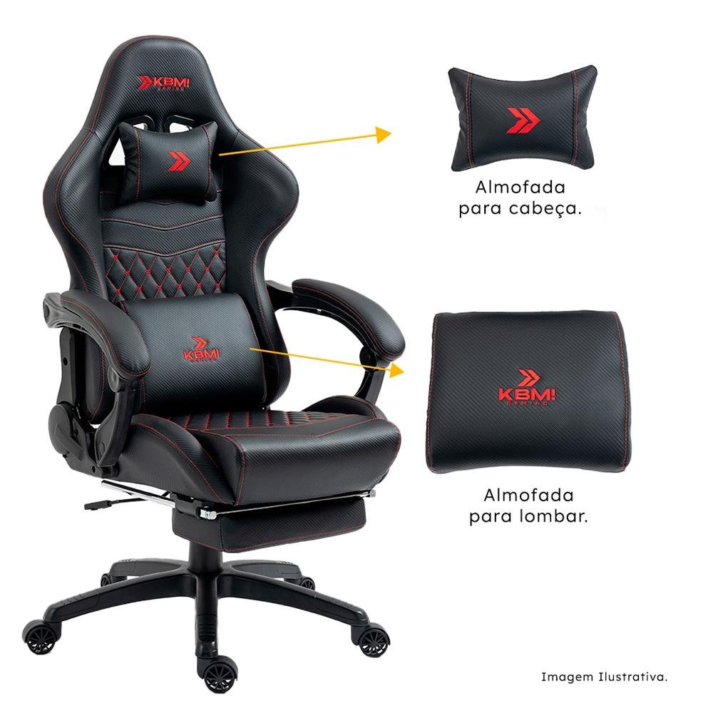 Imagem 4 de 16 do produto Cadeira Gamer KBM! GAMING Tempest CG600, Preta e Vermelho, Com Almofadas, Descanso Para Pernas Retrátil, Reclinável - KGCG600PTVM