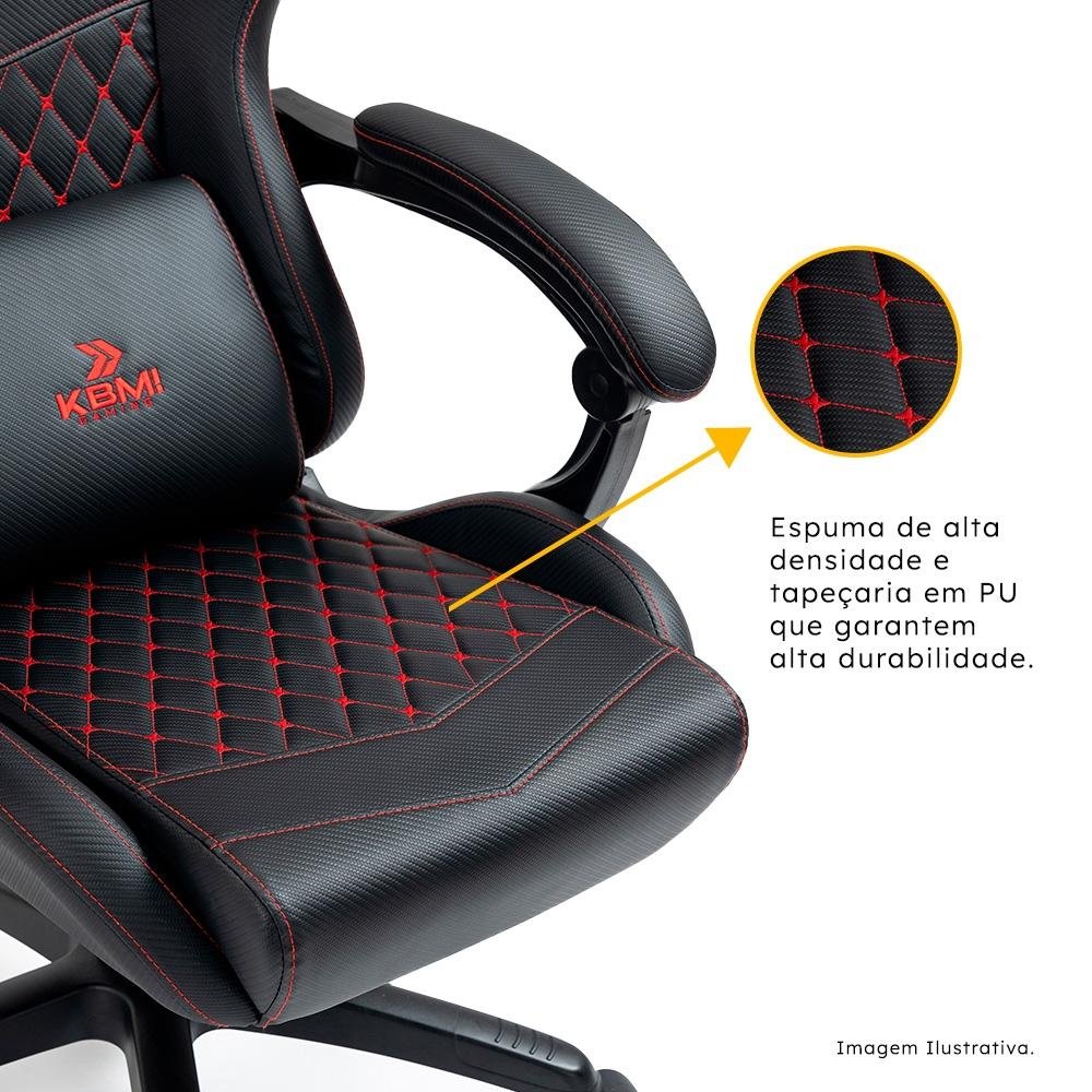 Imagem 6 de 16 do produto Cadeira Gamer KBM! GAMING Tempest CG600, Preta e Vermelho, Com Almofadas, Descanso Para Pernas Retrátil, Reclinável - KGCG600PTVM