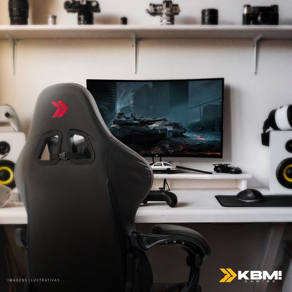 Imagem 9 de 16 do produto Cadeira Gamer KBM! GAMING Tempest CG600, Preta e Vermelho, Com Almofadas, Descanso Para Pernas Retrátil, Reclinável - KGCG600PTVM