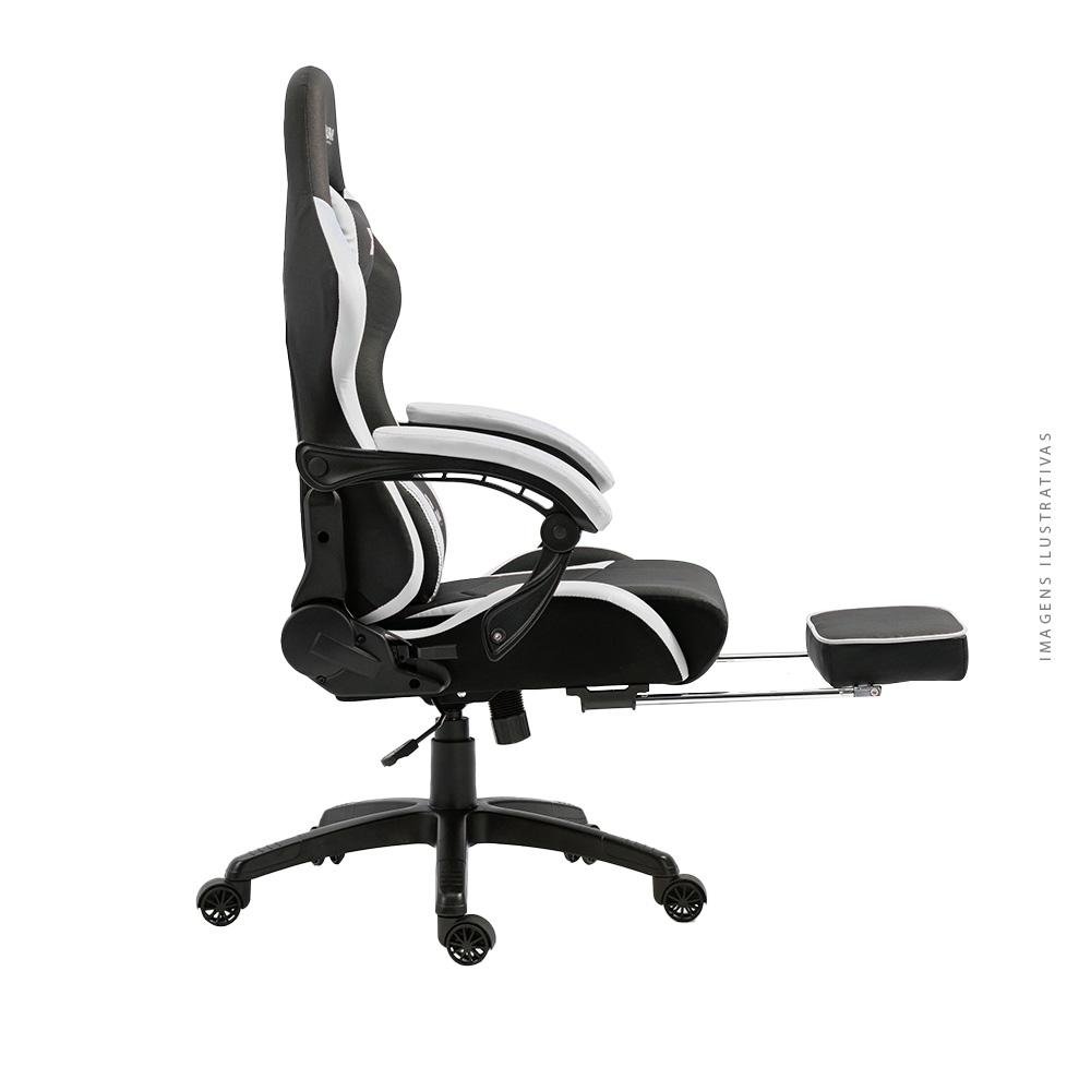 Imagem 4 de 4 do produto Cadeira Gamer KBM! GAMING Tempest CG500, Preta e Branco, Com Almofadas, Descanso Para Pernas Retrátil, Reclinável - KGCG500PTBR
