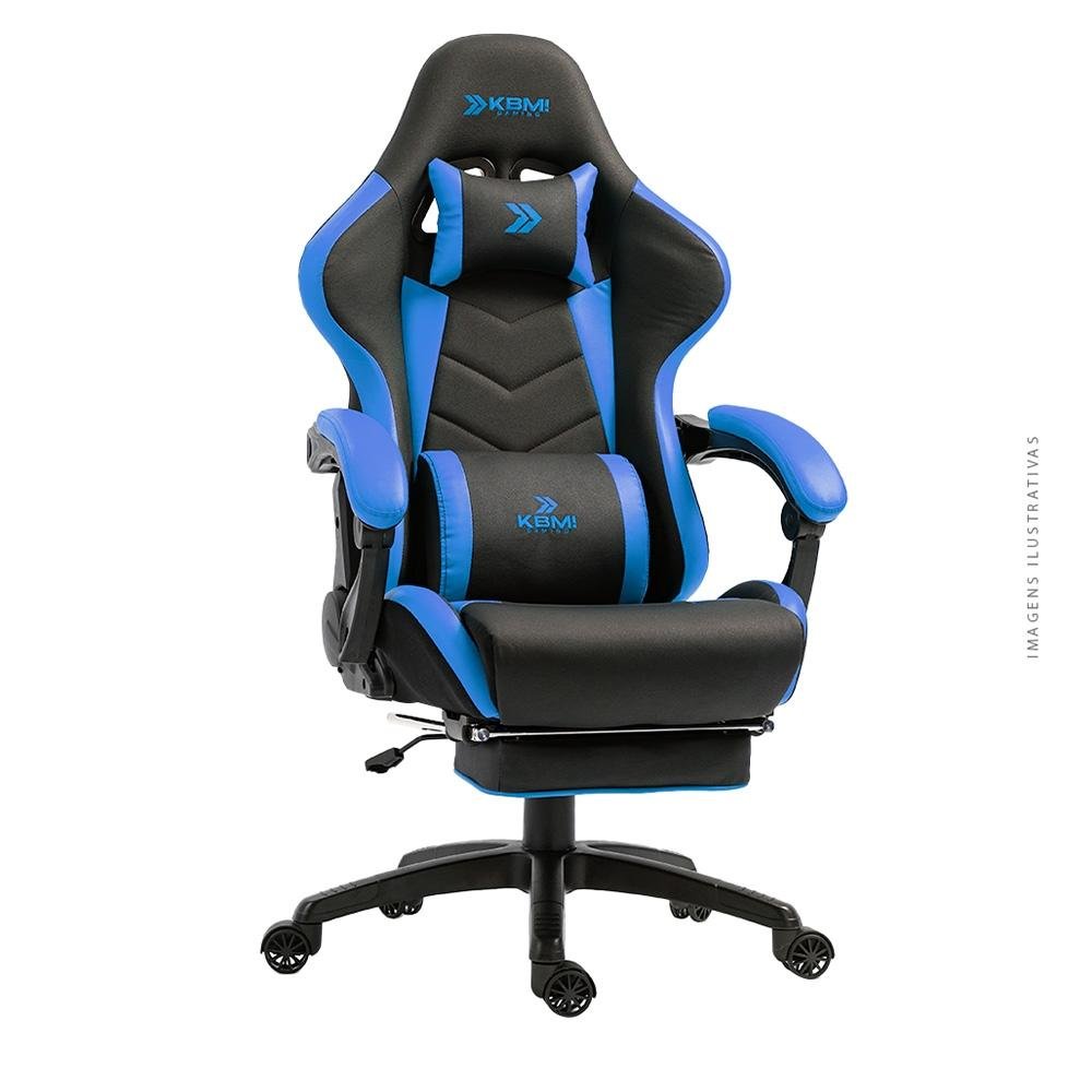 Cadeira Gamer KBM! GAMING Tempest CG500, Preta e Azul, Com Almofadas, Descanso Para Pernas Retrátil, Reclinável - KGCG500PTAZ Cadeira Gamer KBM! GAMING Tempest CG500, Preta e Azul, Com Almofadas, Descanso Para Pernas Retrátil, Reclinável - KGCG500PTAZ