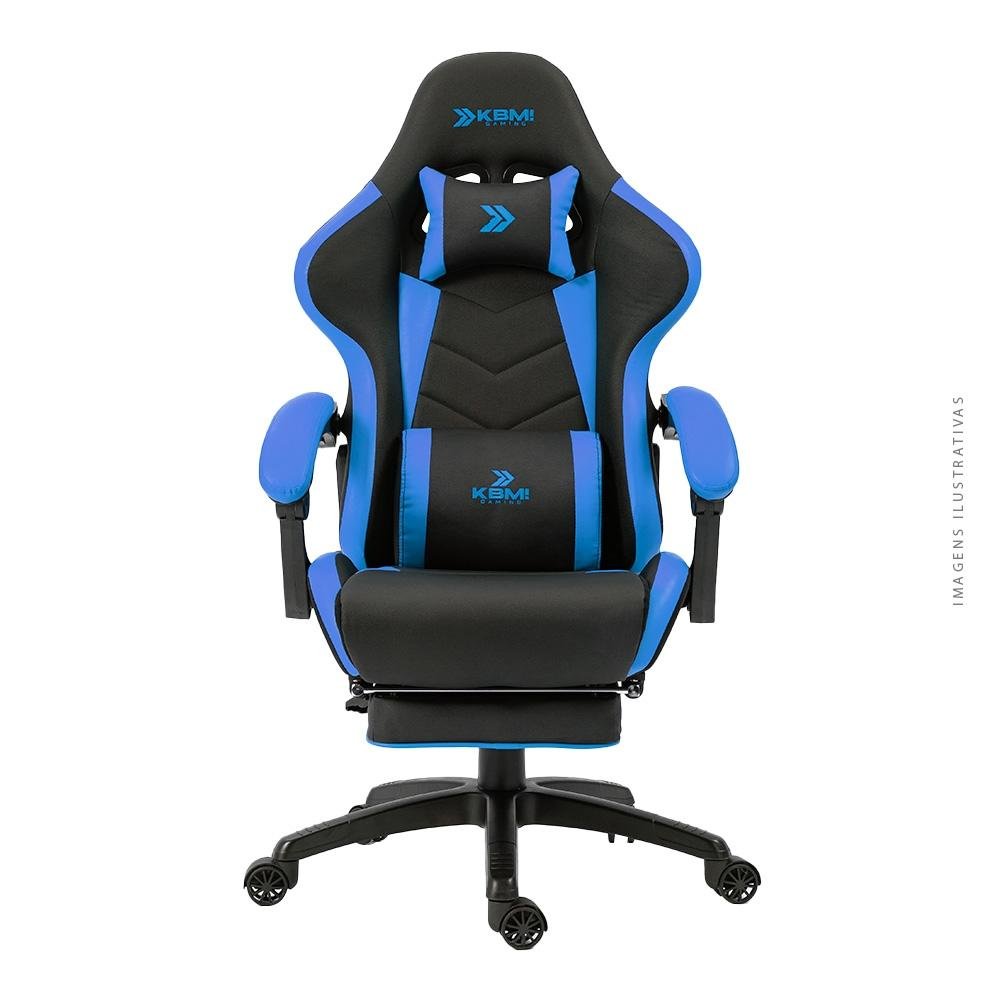 Cadeira Gamer KBM! GAMING Tempest CG500, Preta e Azul, Com Almofadas, Descanso Para Pernas Retrátil, Reclinável - KGCG500PTAZ Cadeira Gamer KBM! GAMING Tempest CG500, Preta e Azul, Com Almofadas, Descanso Para Pernas Retrátil, Reclinável - KGCG500PTAZ
