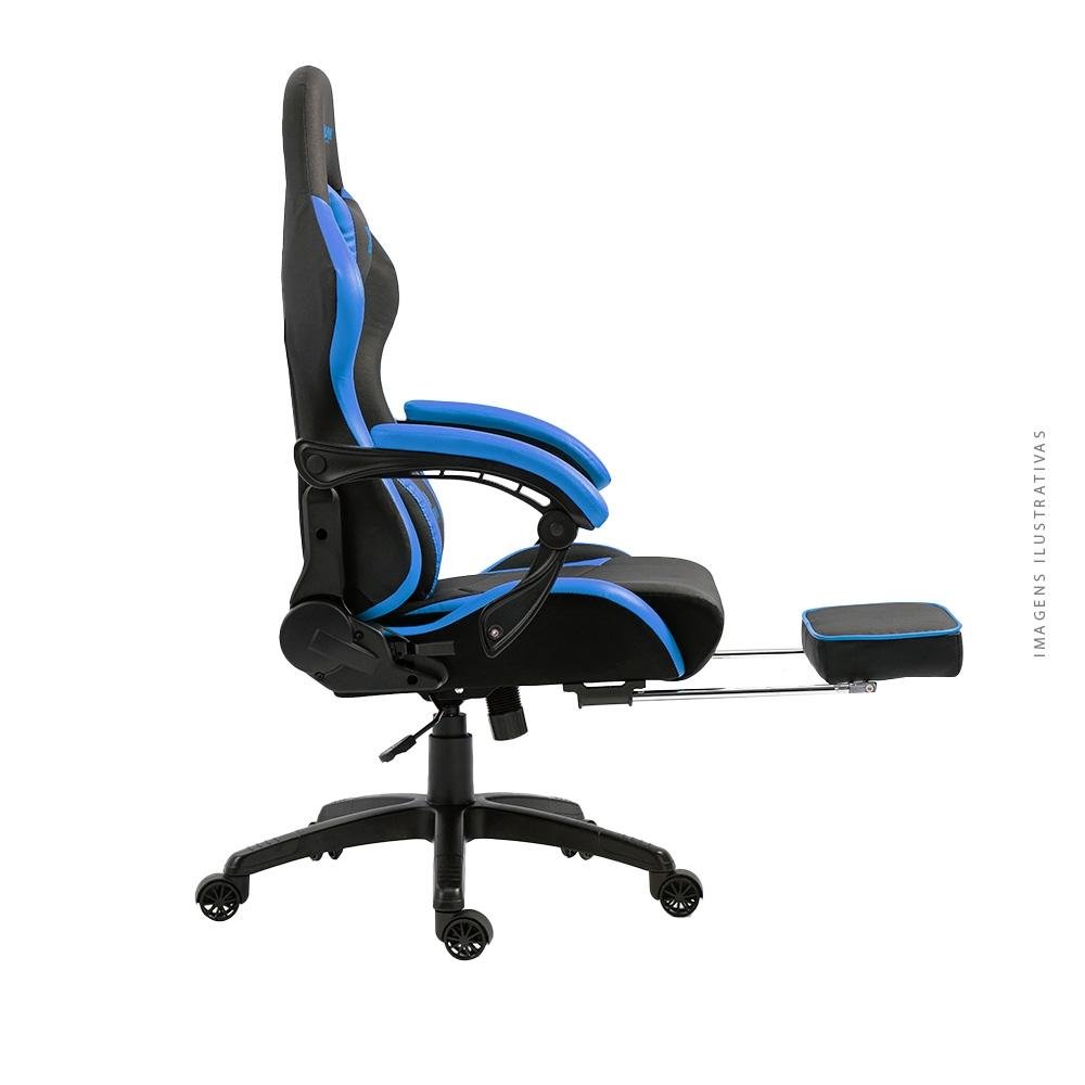 Cadeira Gamer KBM! GAMING Tempest CG500, Preta e Azul, Com Almofadas, Descanso Para Pernas Retrátil, Reclinável - KGCG500PTAZ Cadeira Gamer KBM! GAMING Tempest CG500, Preta e Azul, Com Almofadas, Descanso Para Pernas Retrátil, Reclinável - KGCG500PTAZ